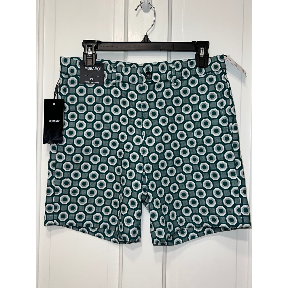 Murano Mens Shape of Water Geometric Shorts Cypress Green S55HM300 Size 29 NWT